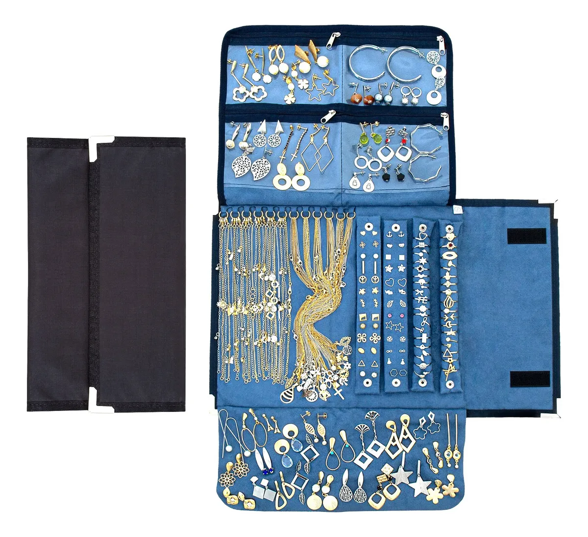 Capa Kit 20 a 100 Peças Semi Joias + Mostruário Folheado A Ouro E Prata, venha ser uma revendedora Portfólio VF Gestão