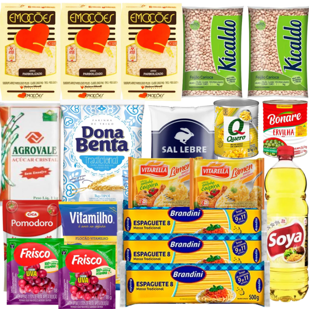 Cesta Básica Completa com feijão carioca + Limpeza Premium