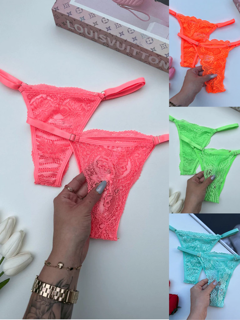 Kit 10 Calcinhas Renda Lingerie com Regulagem Luxo Fio Dental Sexy Sensual Moda Intima - Imagem 2