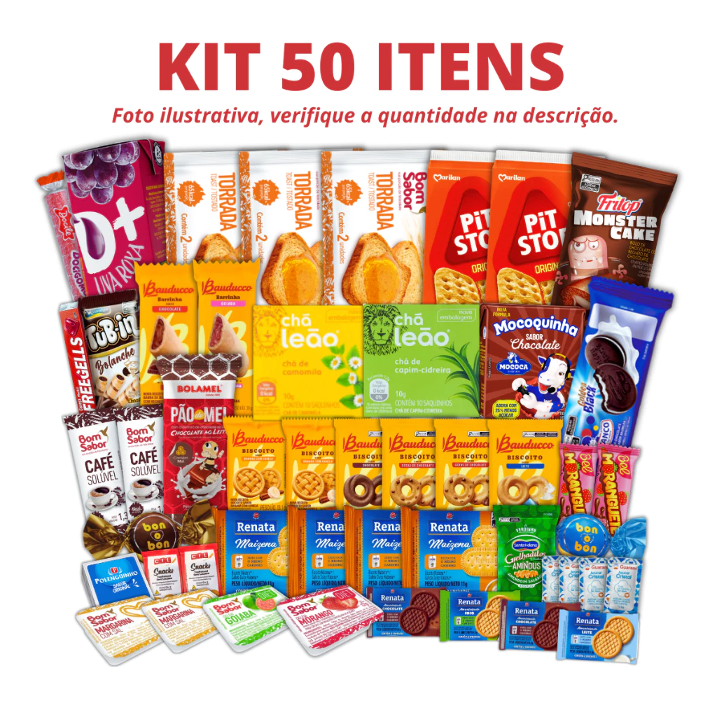 Kit 50 Itens Café da Manhã Para Montar Cestas e Presentear Aniversário, Natal e Datas Especiais, exclusivamente para você que é Revendedora VFG-SN