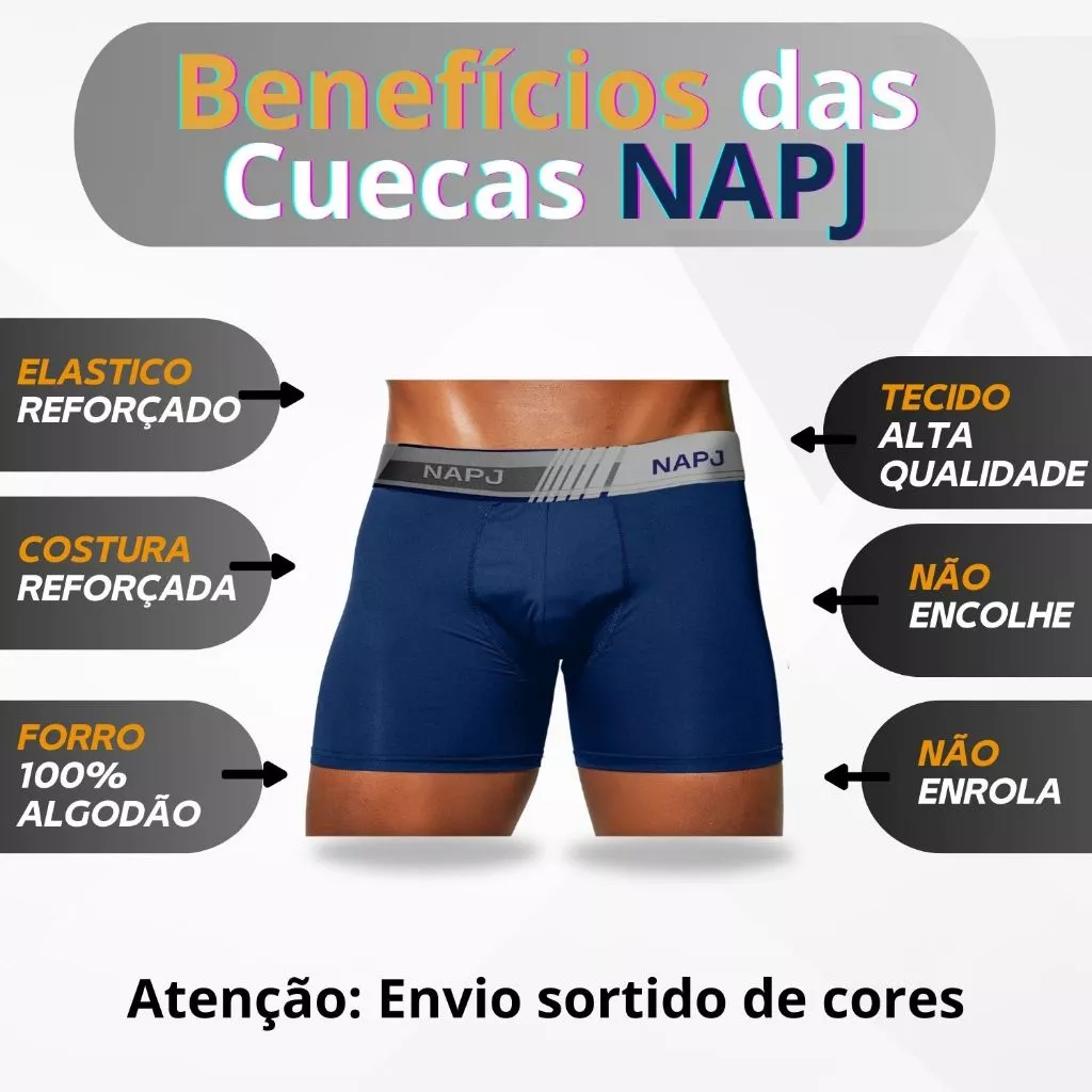 Kit com 10 a 44 cueca masculino Boxer Microfibra adulto original NAPJ - Imagem 5