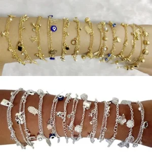 Kit com até 50 Pulseiras bijuterias Folheadas a Prata ou Ouro Revenda Portfolio VF Gestão