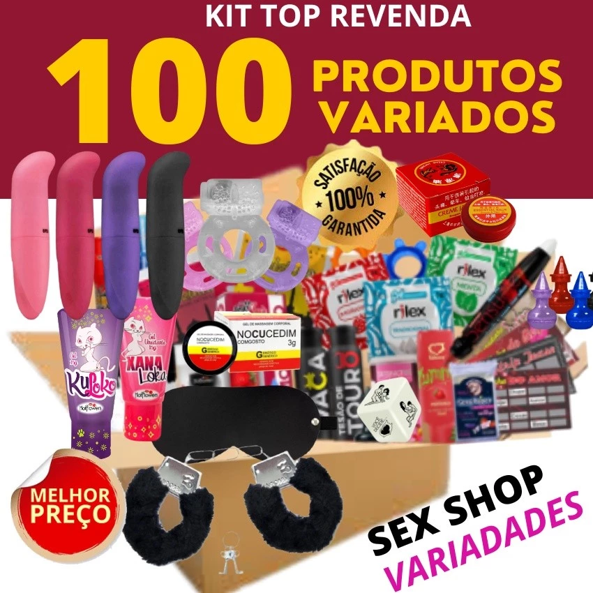 Kit 100 Produtos Sex Shop Com Vibrador Ponto G e Algema, faça uma grana extra comprando nossos produtos eróticos de sex shop, do Portfólio VFG-SN